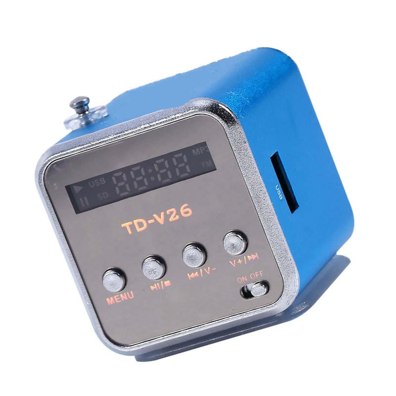 ZERONE Mini Speaker Digital Music Player, MP3 with FM Radio Portable Audio Player Supports TF/USB 5W Output Compact 5x5cm Design for Travel Home Car Bathroom & Outdoor Use (Blue) - Image 5